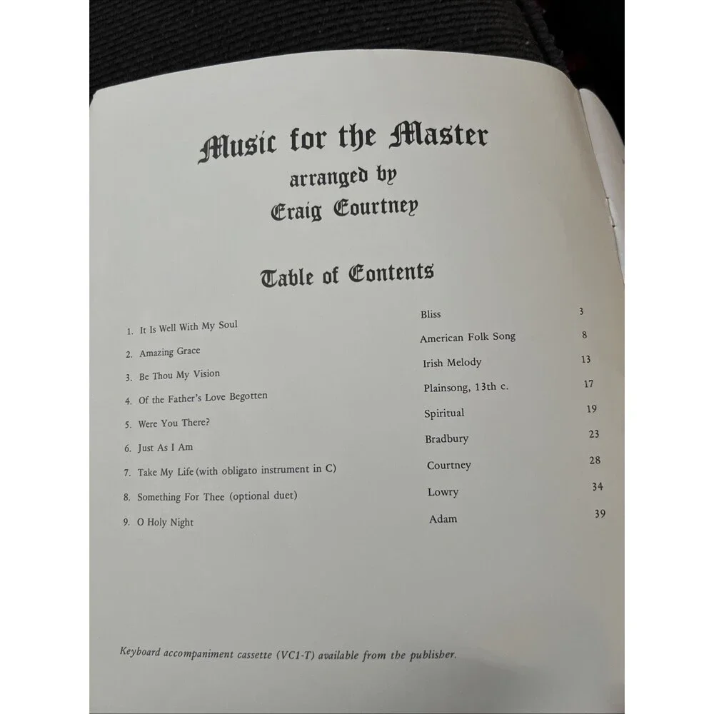 Christian Songbook Music for the Master, 9 Hymn Settings Med Voice Courtney VG